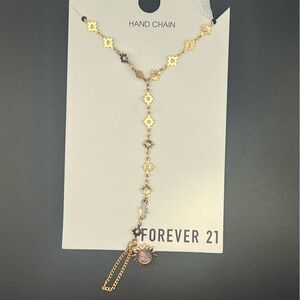 Forever 21 Gold Hand Chain with Iridescent Accent